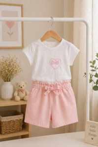 Set pentru fetite PAMPALKIDS cu inimioare