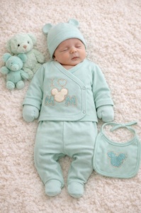 Set Serde bebeluși „I Love Mom” – 5 piese din bumbac