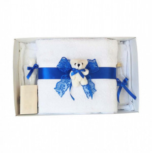 Set trusou botez si cutie trusou, Ursulet, dantela albastra, Denikos® 456 - Img 3