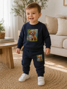 Trening bleumarine pentru bebelusi din bumbac, Best friends - Img 2