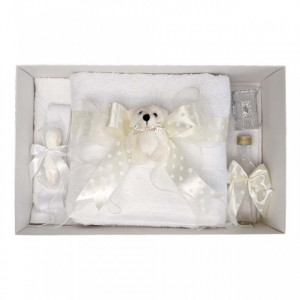 Trusou botez fundita ivory cu buline, cu ursulet, Denikos® 36