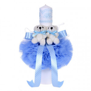 Trusou botez ursulet si lumanare pentru baietel, bleu, Denikos® 97 - Img 3