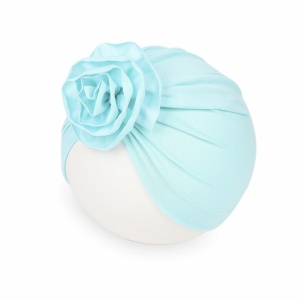 Caciulita bleu tip turban cu floare aplicata in fata - Img 2
