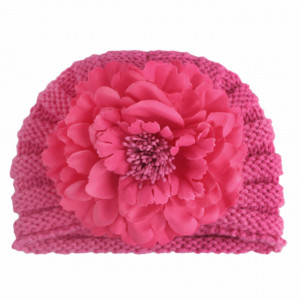 Caciulita crosetata tip turban cu floare aplicata - Img 5