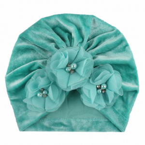 Caciulita tip turban din catifea cu flori aplicate - Img 7