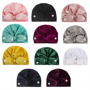 Caciulita tip turban din catifea cu perlute - Img 5