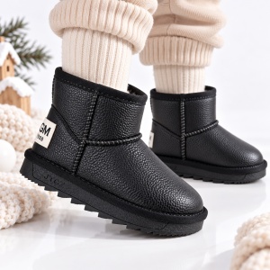 Cizme imblanite pentru fetita, Superbaby, Negru sidef, Model Simply Beautiful, piele ecologica