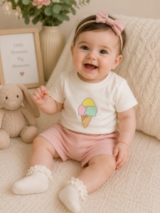 Compleu din doua piese, bumbac, AYYILDIZ, Ice Cream