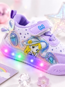 Pantofi sport cu luminite, Model Cocktail, Piele ecologica, Fete, Mov - Img 4