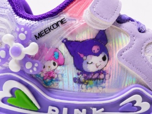 Pantofi sport cu luminite, Model cu holograma, Piele ecologica, Fete, Mov - Img 3