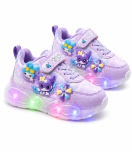 Pantofi sport cu luminite, Model You and Me, Piele ecologica, Fete, Mov - Img 6