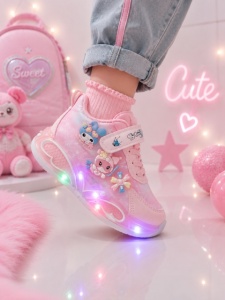 Pantofi sport cu luminite, Model You and Me, Piele ecologica, Fete, Roz - Img 3