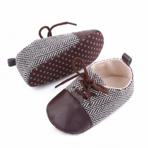 Pantofiori eleganti maro cu alb in zig zag - Img 4