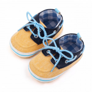 Pantofiori galben cu bleumarine tip mocasini - Img 4
