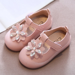 Pantofiori roz pudra pentru fetite - Floare de colt