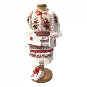 Set botez traditional fetita, trusou botez landou, lumanare si costum traditional, Denikos® 976 - Img 6
