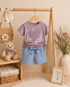 Set pentru fetite MINAMINOKIDS cu pantaloni scurti denim