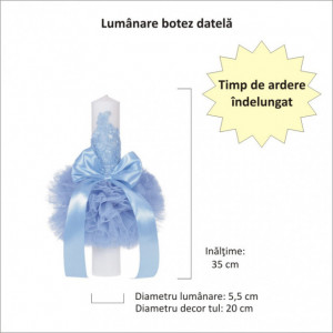 Set trusou botez, cutie trusou si lumanare, decor elegant dantela Bleu, Denikos® 922 - Img 2