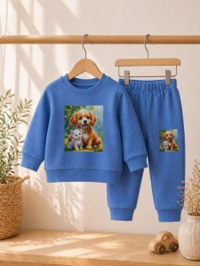 Trening pentru bebelusi din bumbac, albastru, Best friends
