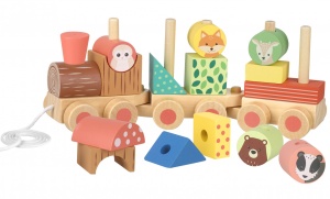Trenulet din lemn cu forme si animale, Orange Tree Toys - Img 2