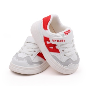 Adidasi albi cu insertii rosii pentru copii - MyBaby - Img 7