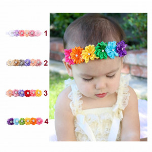 Bentita pentru fetite - Floricele colorate cu strasuri