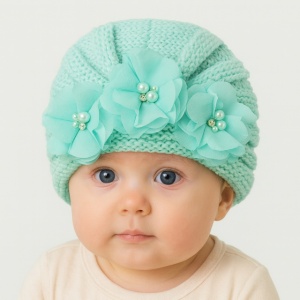 Caciulita vernil tip turban cu floricele - Img 2