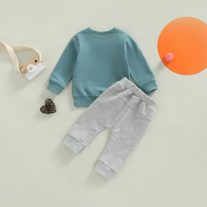 Compleu cu bluzita albastra pentru baietei - Dad's little dude - Img 2