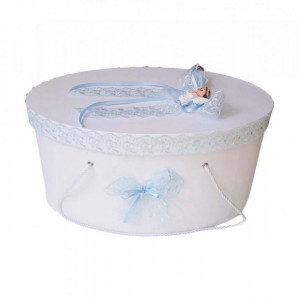 Cutie trusou botez dantela bleu si ingeras, Denikos® 383 - Img 2