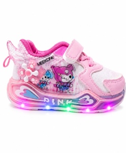 Pantofi sport cu luminite, Model cu holograma, Piele ecologica, Fete, Roz - Img 6