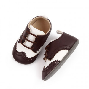 Pantofiori eleganti maro cu insertie alba - Img 5
