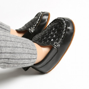 Pantofiori eleganti negri cu model impletit