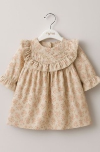 Rochie MyMio cu imprimeu floral si volane decorative, model elegant si confortabil pentru fetite