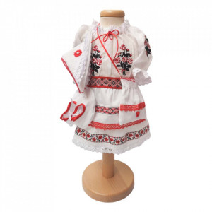 Set botez traditional fetita, trusou botez landou, lumanare si costum traditional, Denikos® 986 - Img 6