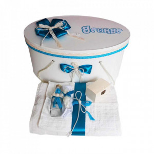 Set cutie trusou personalizata cu nume si trusou botez, decor turcoaz Denikos® 238 - Img 2