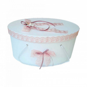 Set dantela trusou botez, cutie trusou si lumanare, Ingeras, decor roz prafuit, Denikos® 480 - Img 2