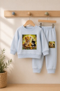 Trening pentru bebelusi din bumbac, gri, Cute Pets