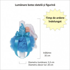 Trusou botez cu mesaj si lumanare eleganta glob cu dantela si iepuras pufos, decor turcoaz, Denikos® 763 - Img 4