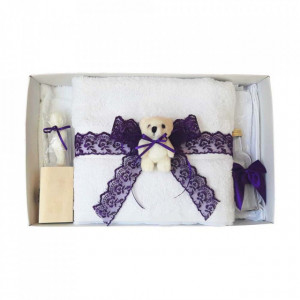 Trusou botez dantela mov si ursulet Denikos® 441