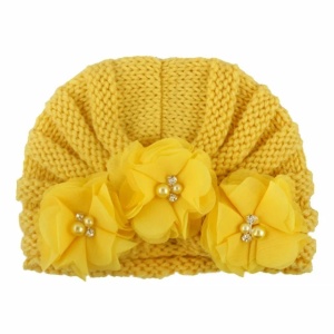 Caciulita tip turban cu floricele - Galben - Img 2