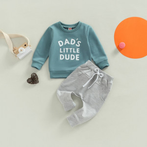 Compleu cu bluzita albastra pentru baietei - Dad's little dude