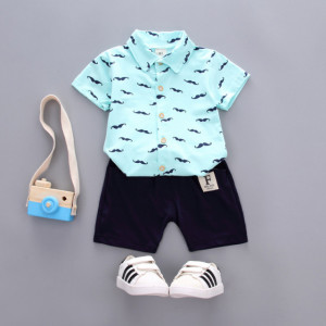 Costum cu tricou bleu tip camasuta - Mustache