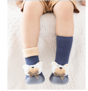 Mocasini cu talpa antiderapanta - White teddy