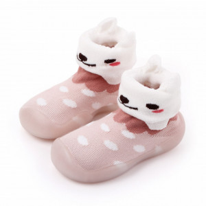 Mocasini roz cu talpa de silicon antiderapanta - Kitty