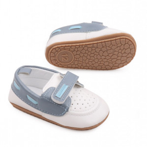 Pantofiori albi cu bleu de ocazie pentru baietei - Img 4