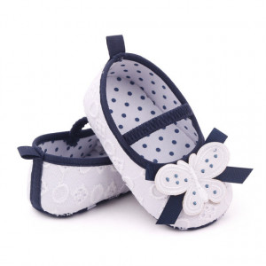 Pantofiori albi cu bleumarine - Butterfly