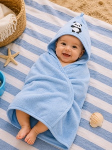 Prosop pentru bebelusi cu manusa, albastru, GULUNCE BABY, Panda