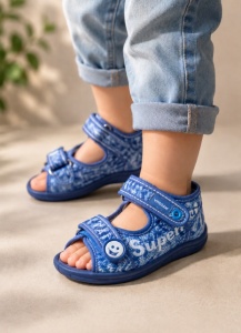 Sandalute pentru baietei din blugi - Super Boy