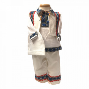 Set botez traditional baietel, trusou botez landou, lumanare si costum popular baiat, Denikos® 963 - Img 7