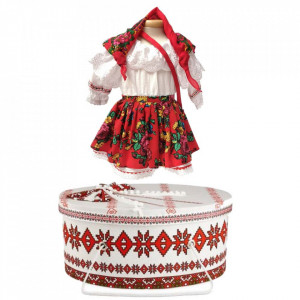 Set costum botez traditional fetita si cutie, Denikos® 990